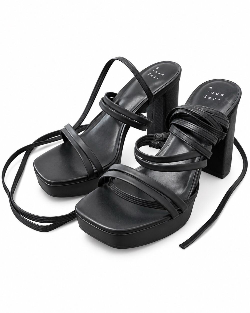 A New Day Women’s Size 6.5 Black Strappy Platform Block Heel Sandals